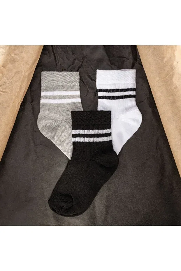 Детские носки с полосками комплект из 3 пар Novibaby, Black — фото 4