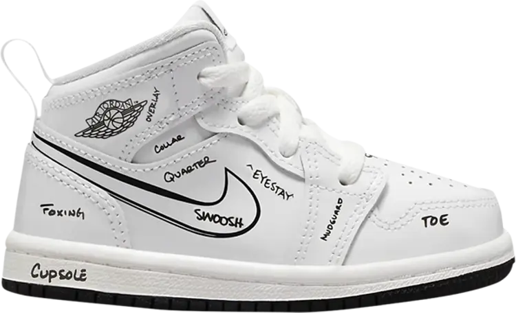 

Кроссовки Air Jordan 1 Mid TD Schematic, белый