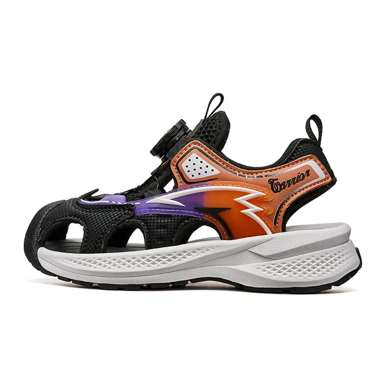 Детские сандалии с завышенным каблуком, износостойкие, Black/Orange/Purple, WARRIOR