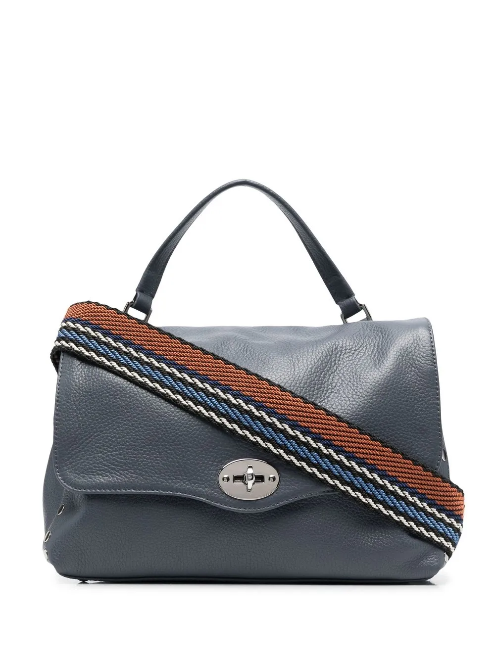 

Сумка-тоут из зернистой кожи с заклепками Zanellato, синий