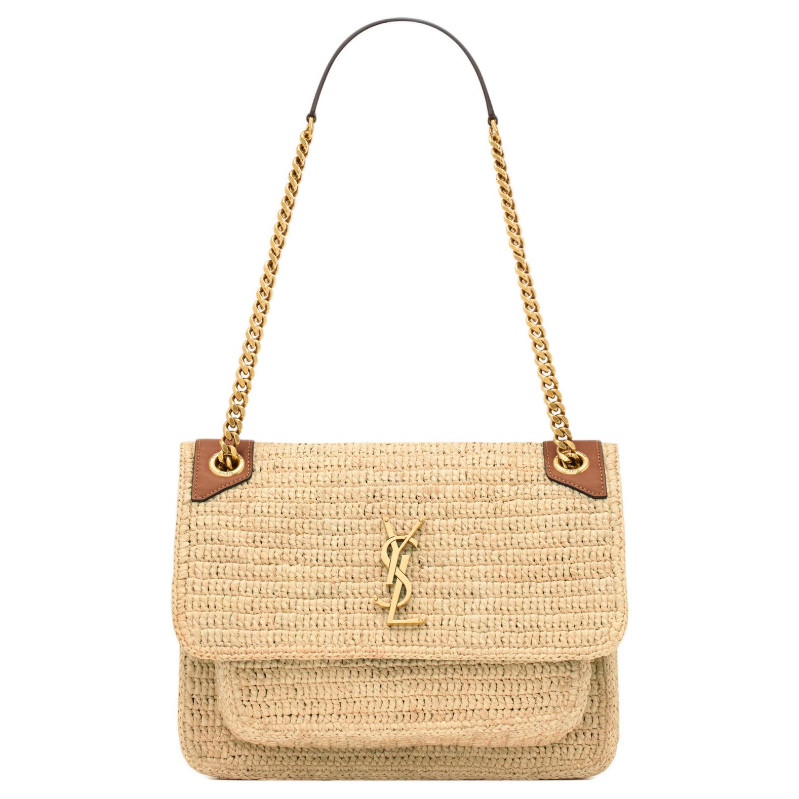 

SAINT LAURENT Сумка через плечо из рафии среднего размера