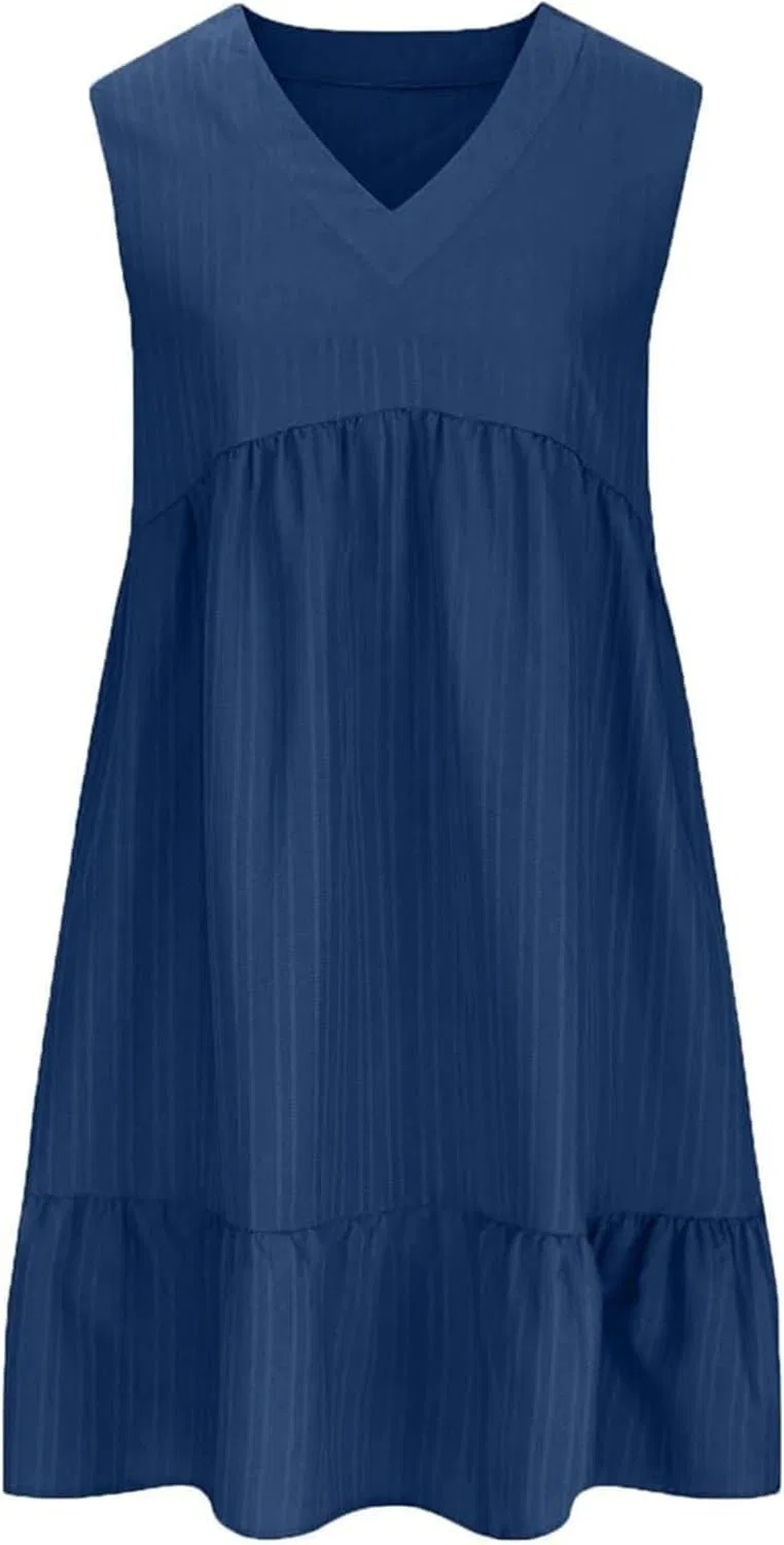 Женский летний сарафан с воланами V-образным вырезом Dark Blue — фото 4