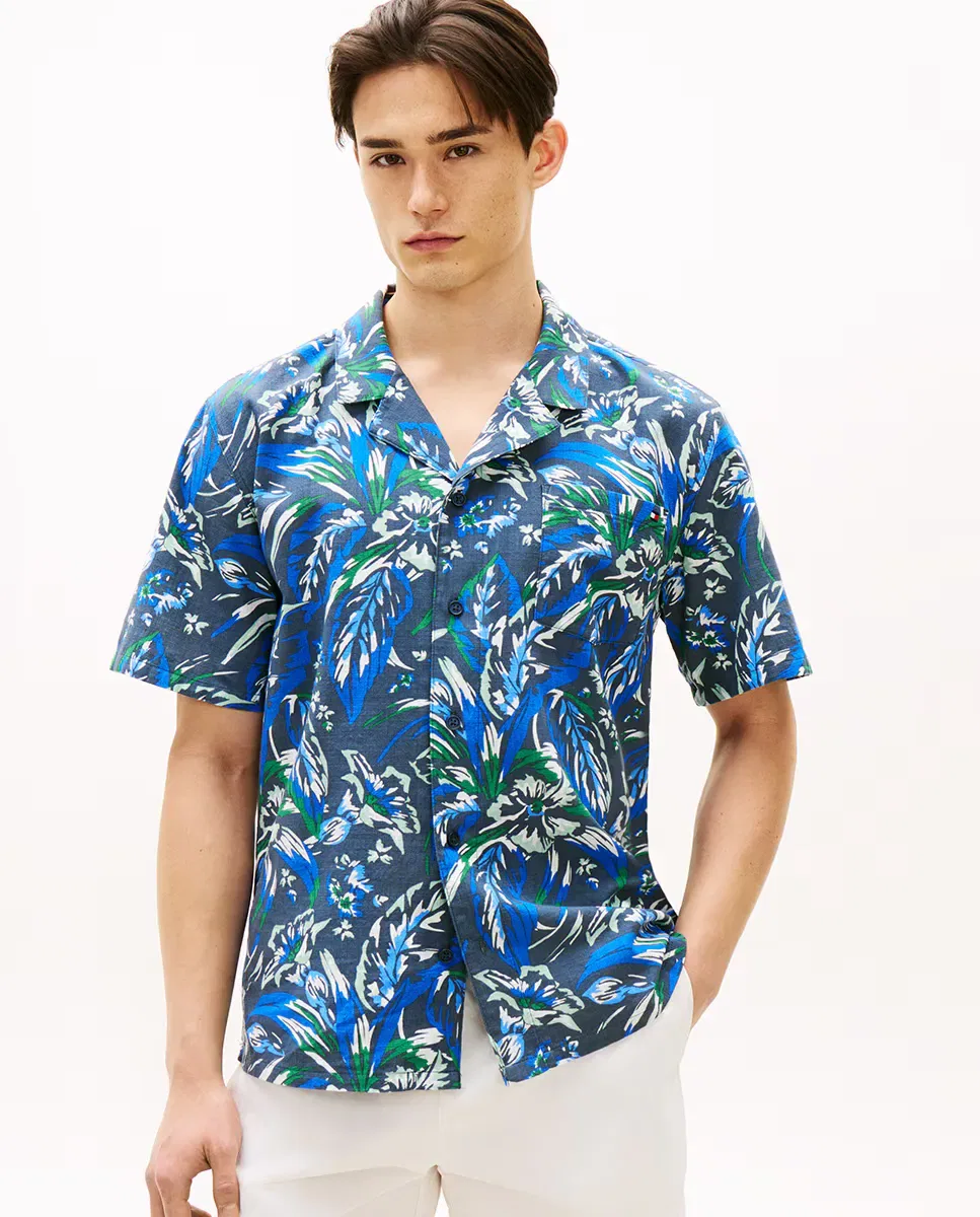 Мужская рубашка с коротким рукавом с принтом Tropical Tommy Hilfiger, Multicolor