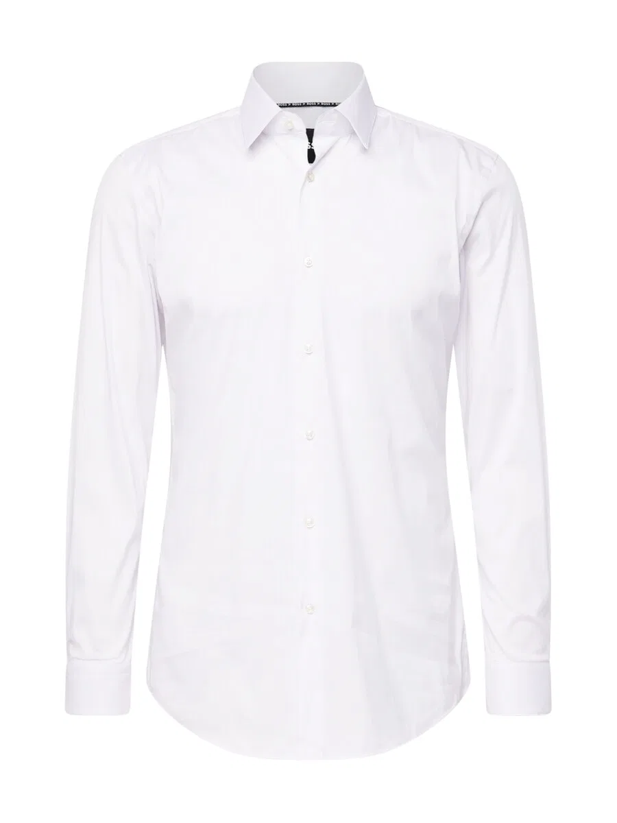 Рубашка BOSS Slim fit на пуговицах 'P-Ray' белого цвета