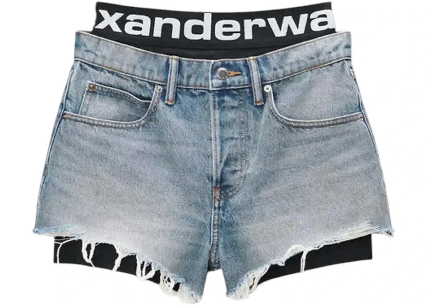 Женские шорты с логотипом Alexander Wang, Authentic Light Indigo