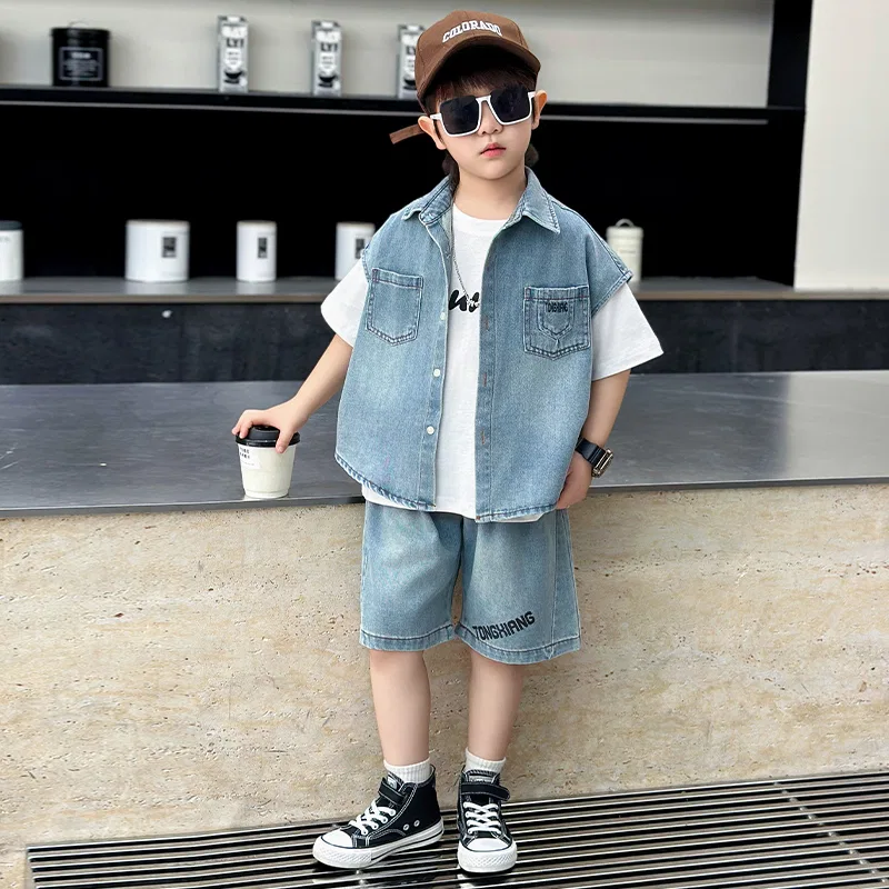 Детский комплект спортивной одежды с футболкой CITY BOY MADALLO, Blue Set With T-Shirt — фото 3