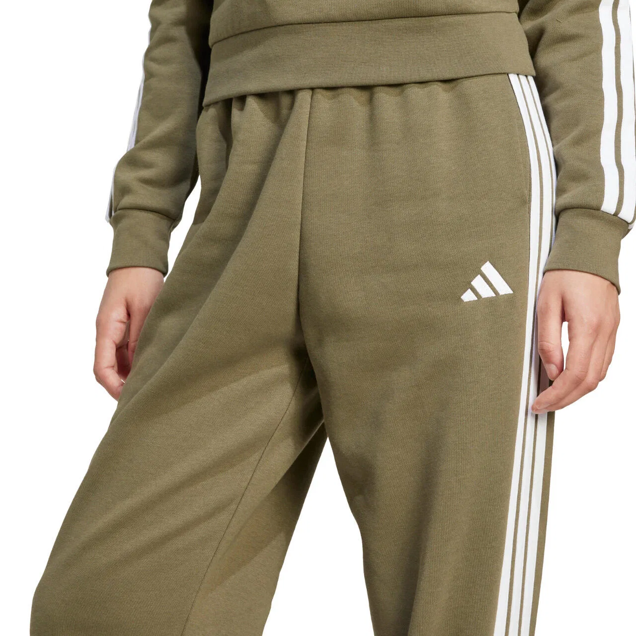 Женские спортивные штаны свободного кроя Essentials 3-Stripes Adidas, Grun Weiss — фото 4
