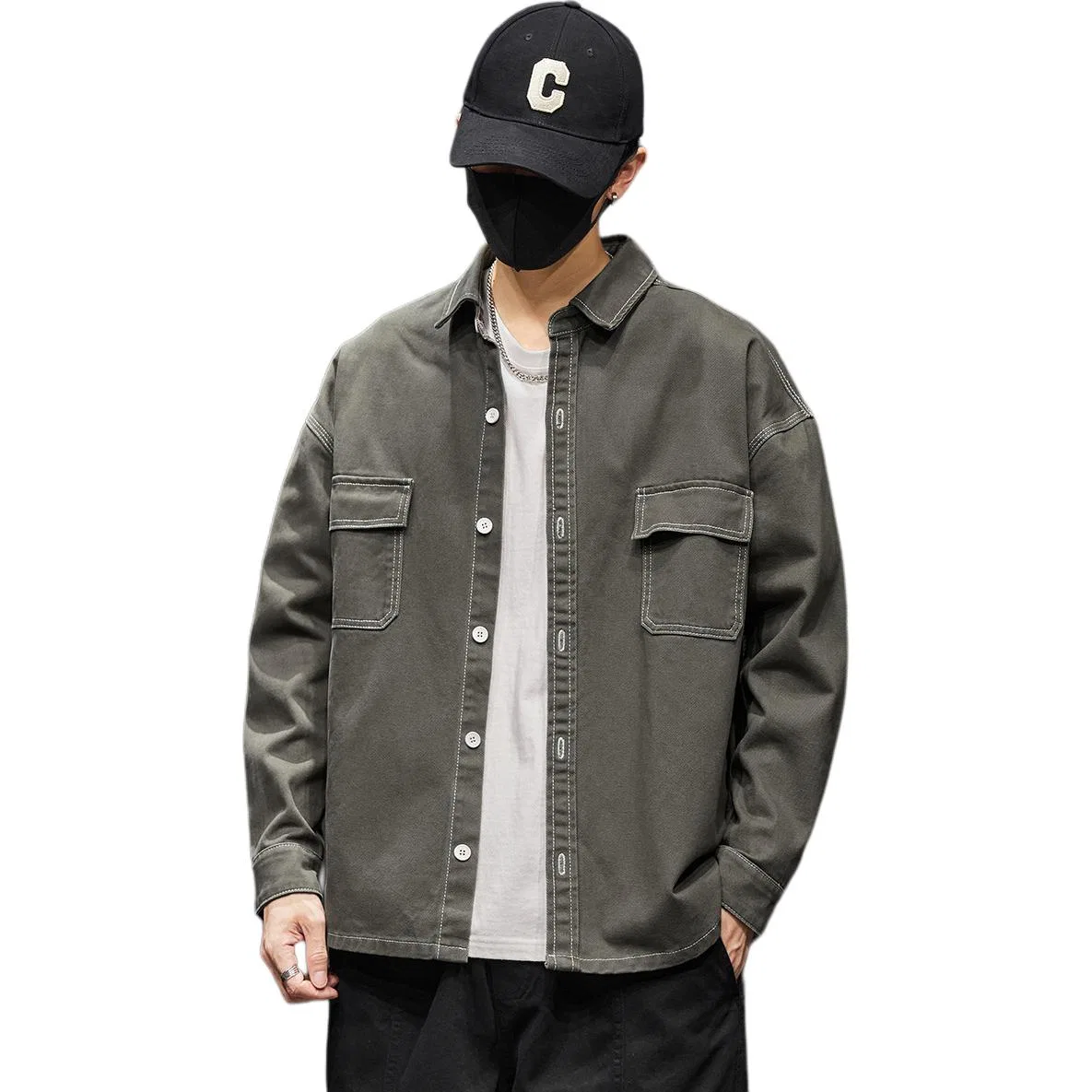 Детское джинсовое пальто с отложным воротником Tonlion, Dark Gray