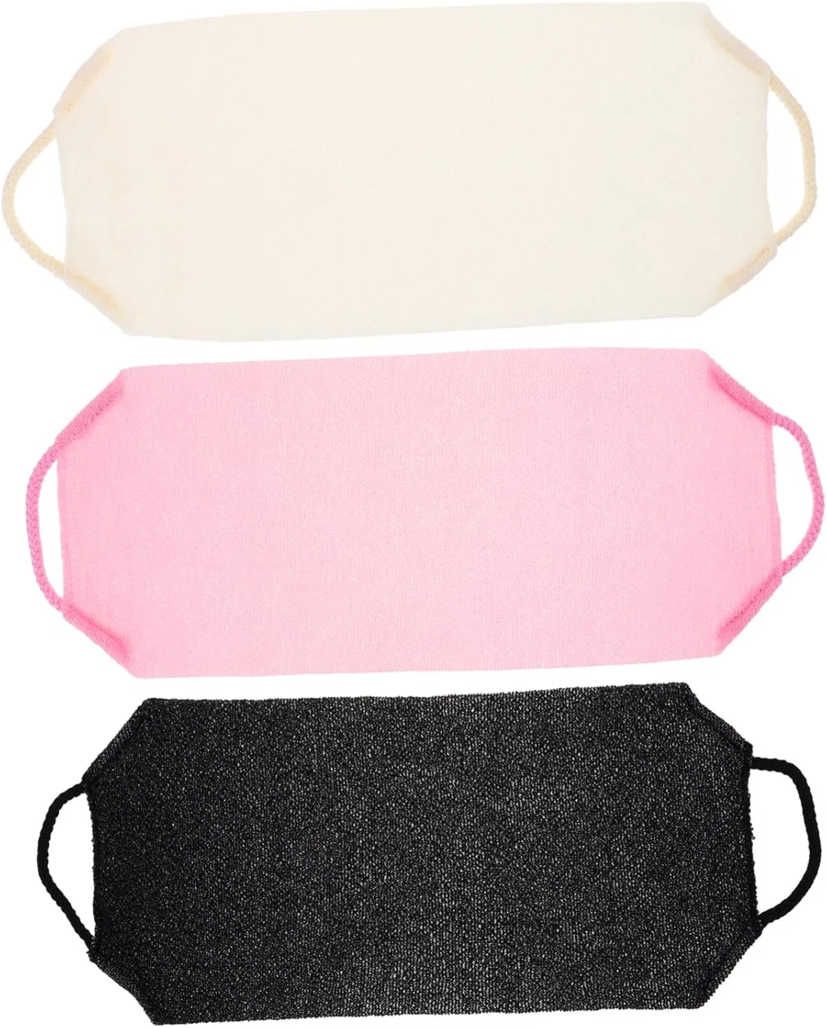 Эксфолиирующее полотенце для спины SOLUSTRE, набор 9 шт, 60x10 см, Grey, Pink, White