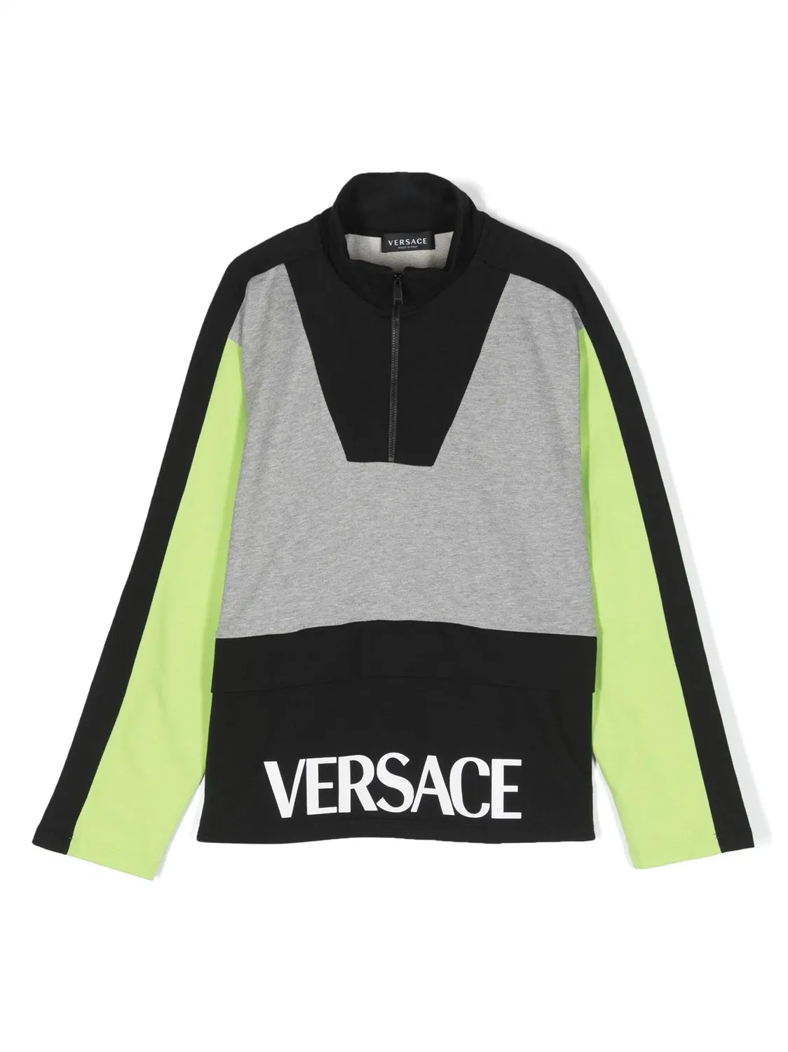 Хлопковая толстовка колор‑блок Versace, черный