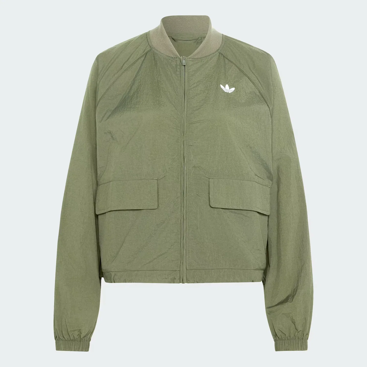 Женская олимпийка свободного кроя ESSENTIALS TRACK TOP Adidas Originals, Olive Strata — фото 4