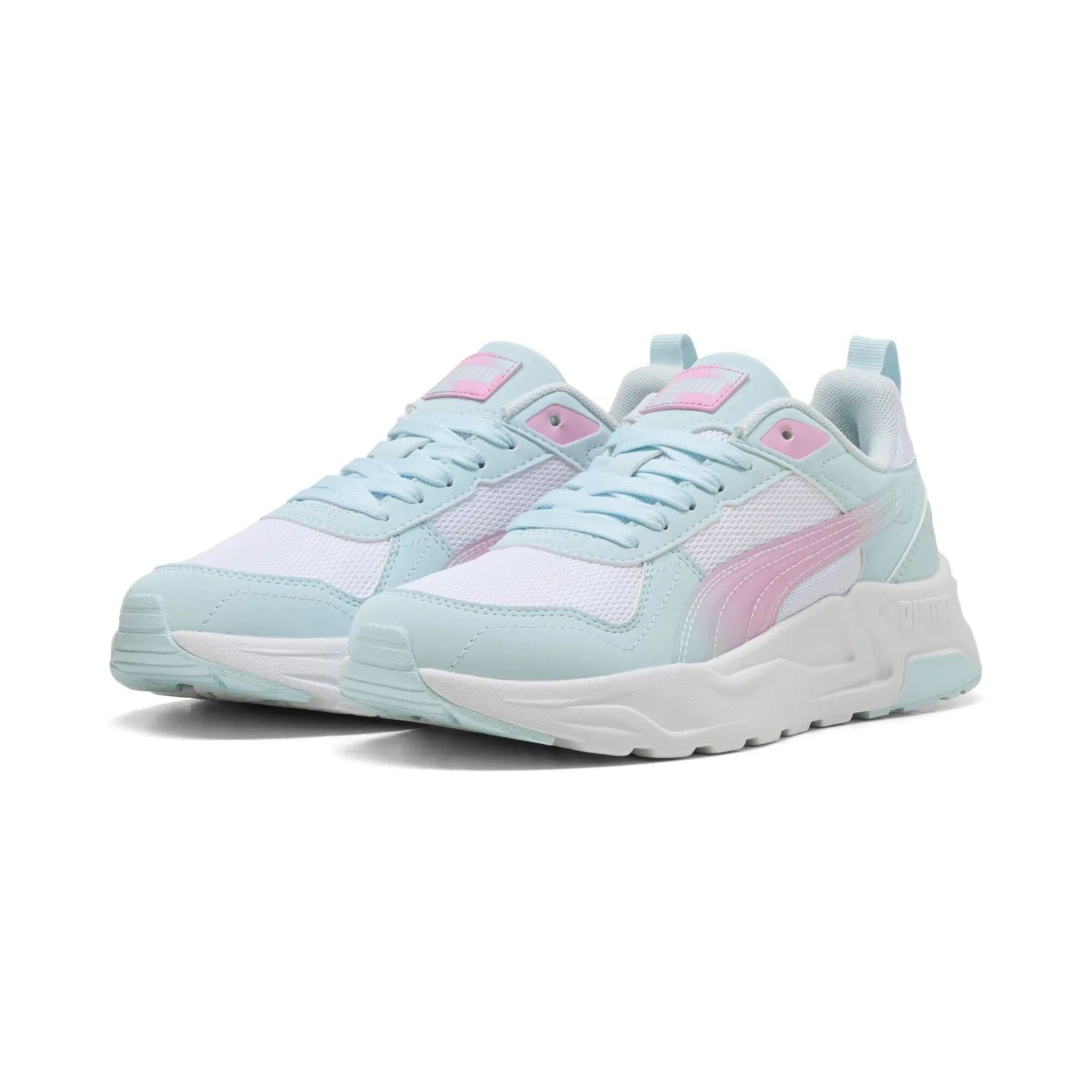 Детские кроссовки на шнуровке Trinity 2 LT Faded Glow PUMA, White/Aqua Glow/Mauve Glow