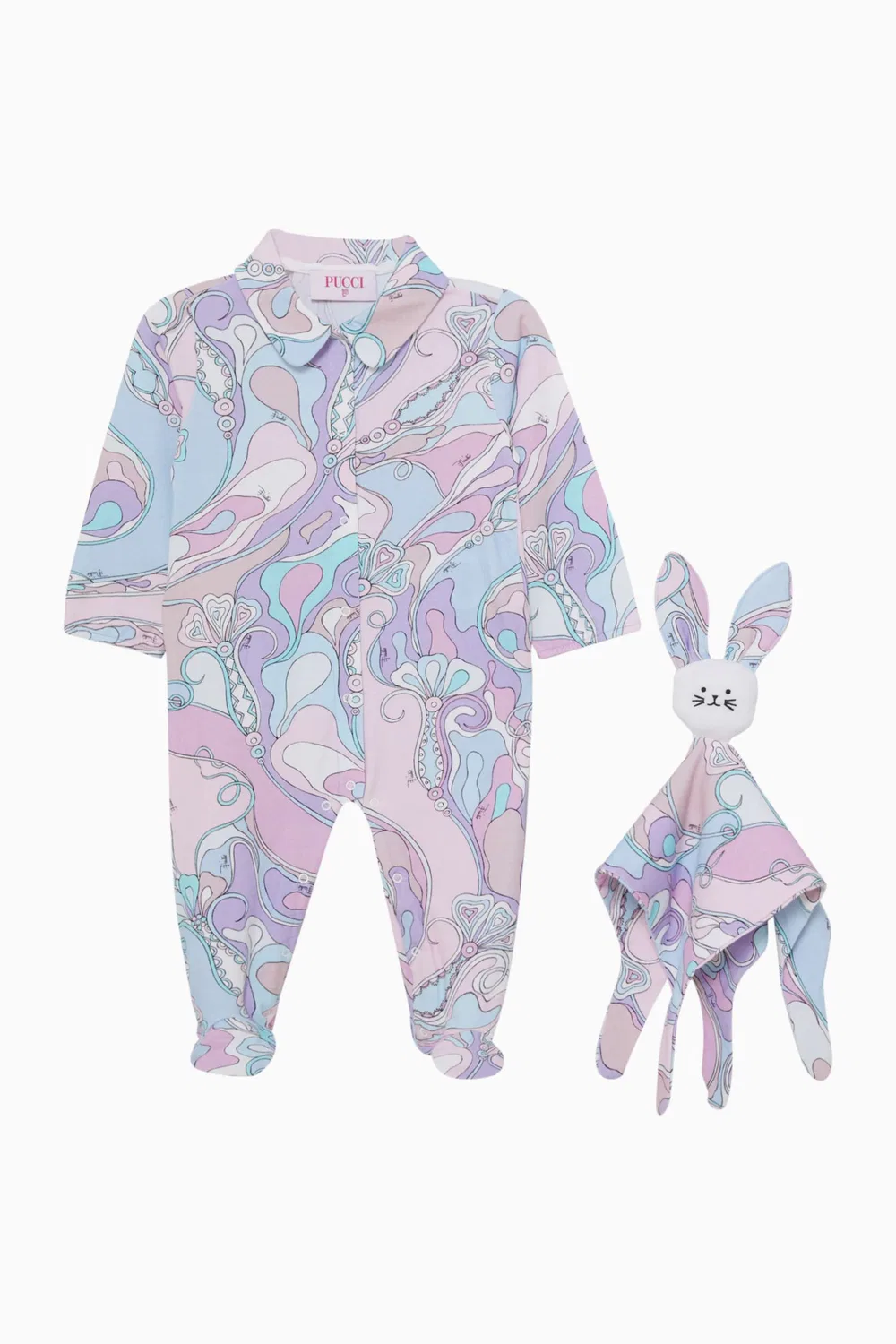 Комплект боди-комбинезона с принтом и шапочки Emilio Pucci
