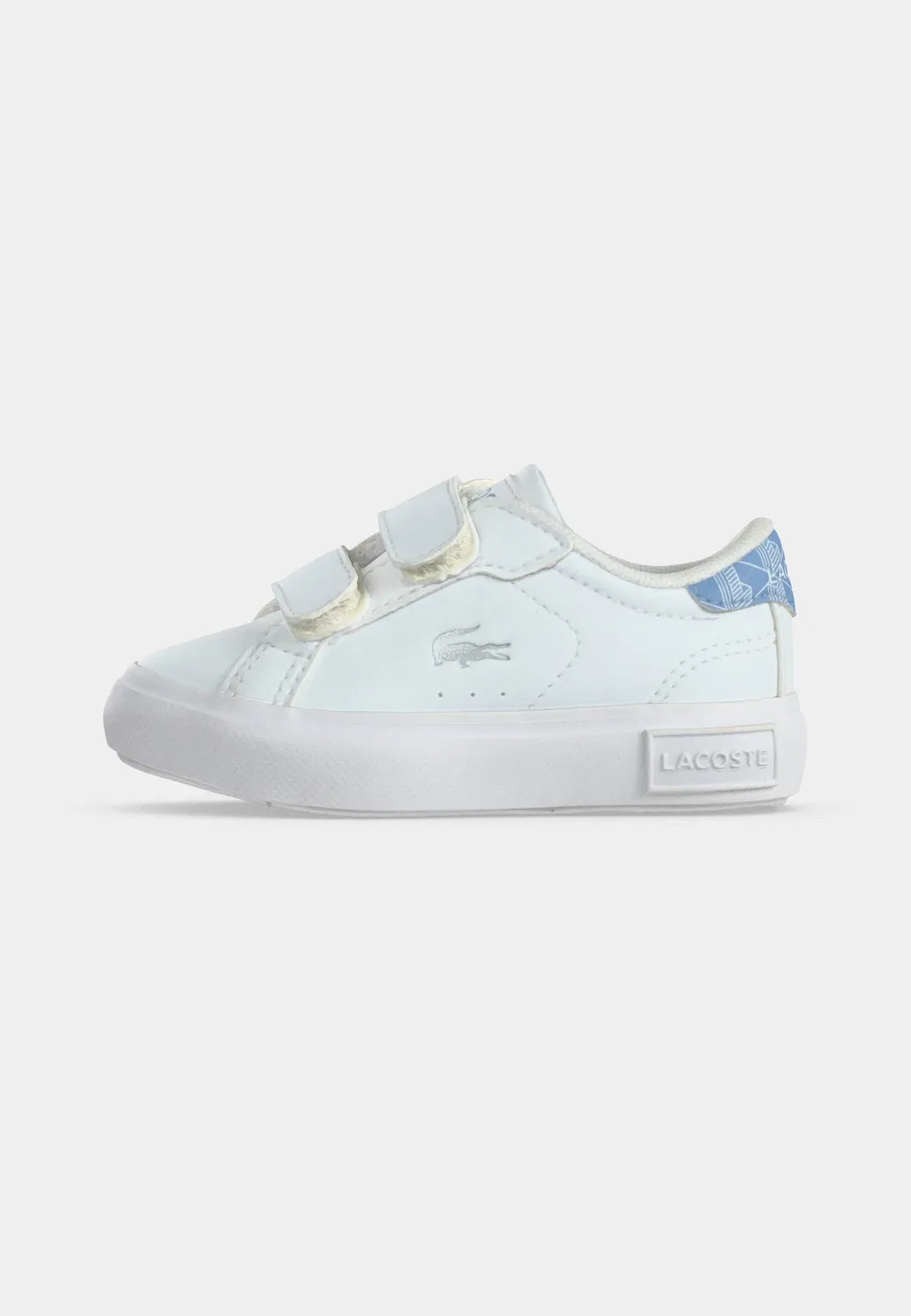 Детские кроссовки на липучках Powercourt унисекс Lacoste, White/Blue — фото 2