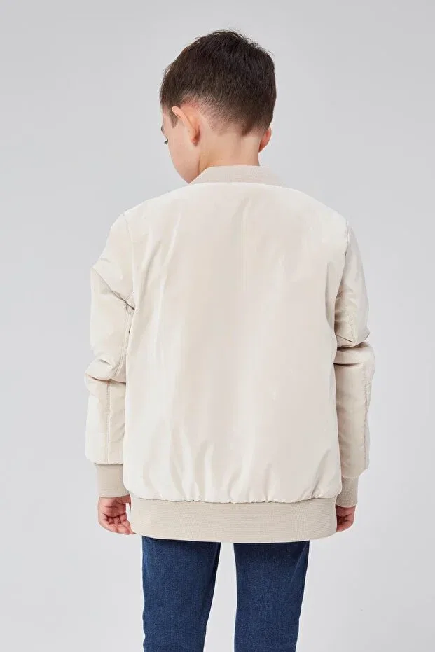 Детская куртка-бомбер для девочек хлопковая Basics Benitto Kids, Beige — фото 4