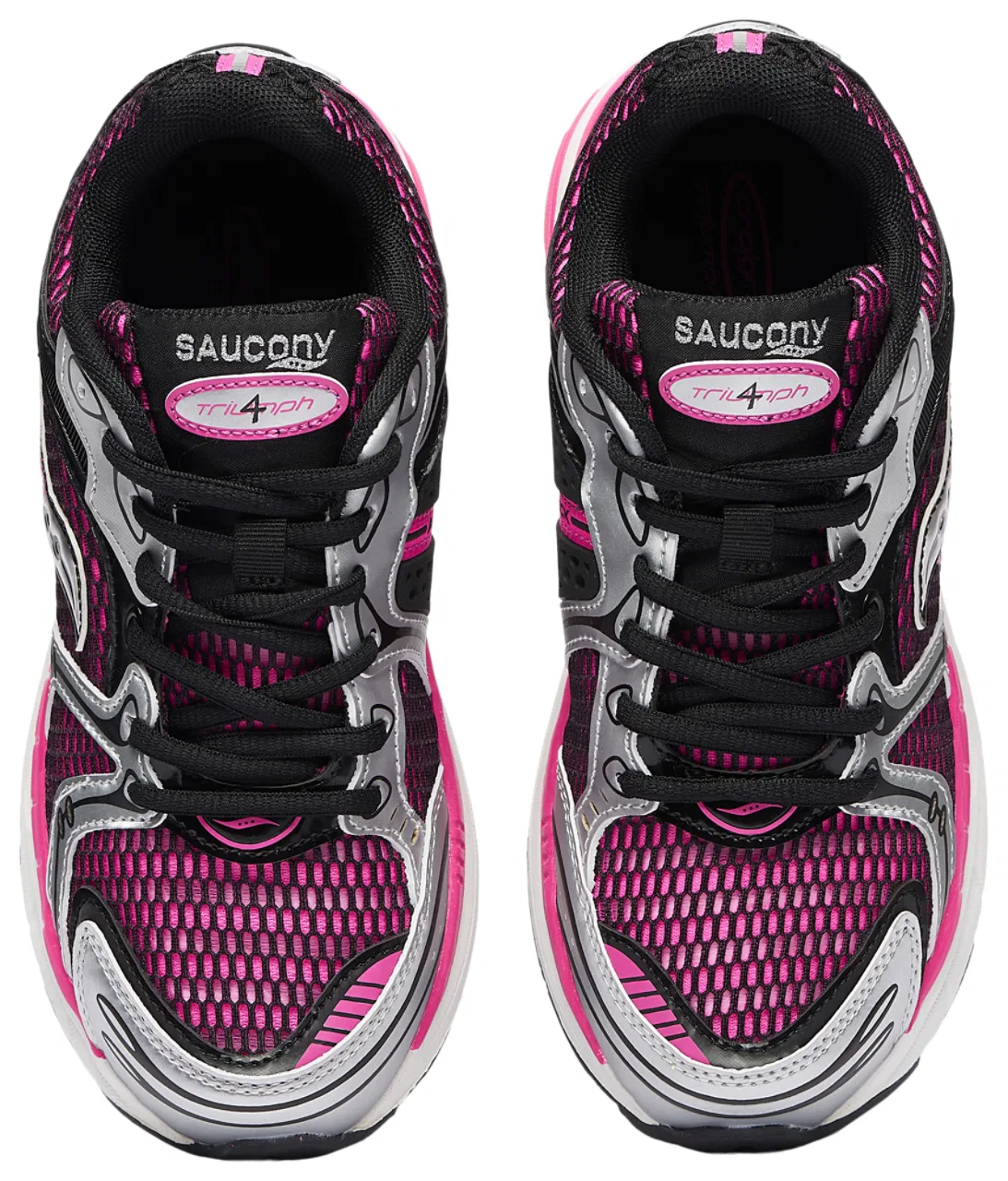 Детские кроссовки для девочек с открытым верхом из сетки ProGrid Triumph 4 Saucony, Pink/Black — фото 4