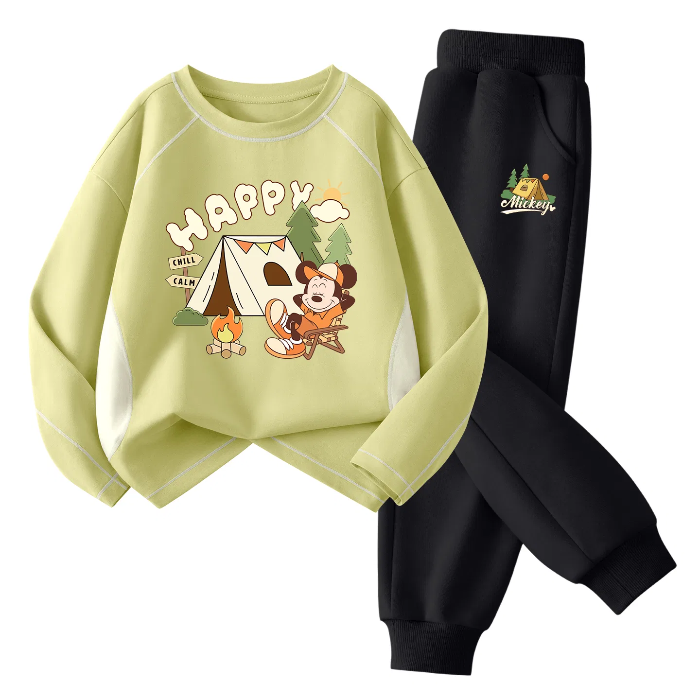 Детский спортивный комплект с круглым вырезом Lazy Lime Yellow+Tent Black Disney, Lazy Lime Yellow+Tent Black