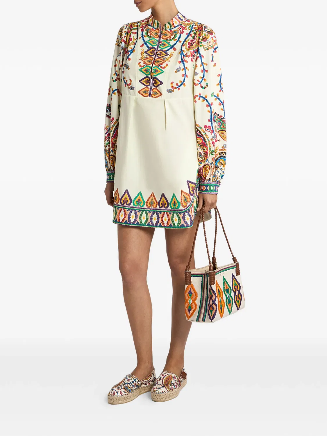 Платье мини с узором пейсли ETRO, белый — фото 2