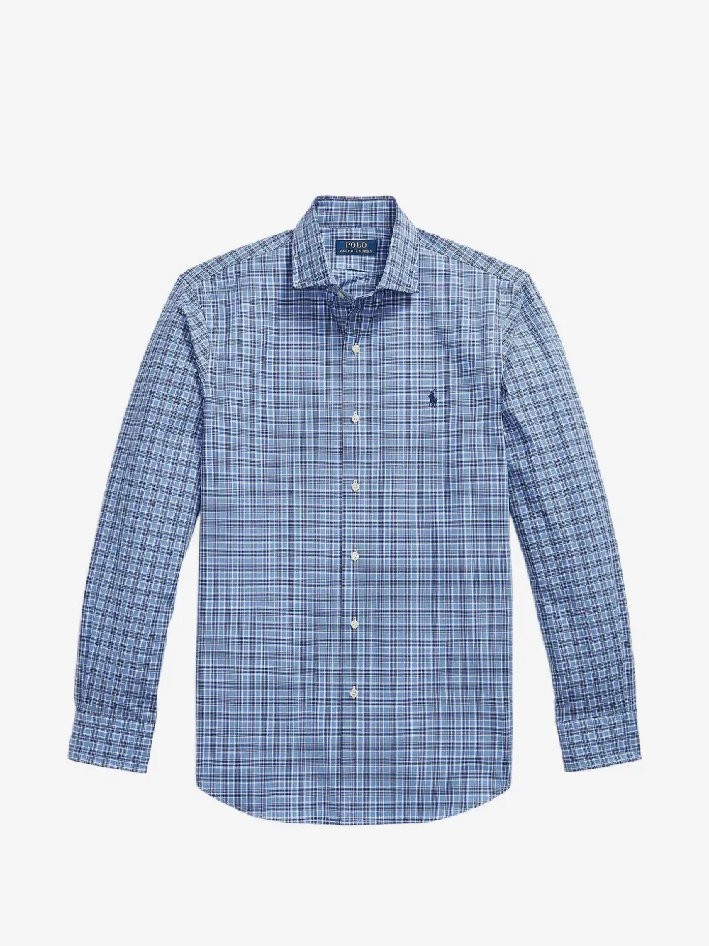 Приталенная клетчатая рубашка из эластичного поплина Polo Ralph Lauren, синий