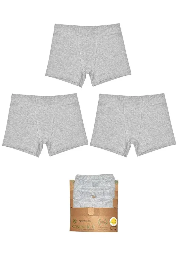 Детский комплект трусов для мальчиков хлопковый Basic cotton boys' gray underwear set 3-piece Organickid, Gray