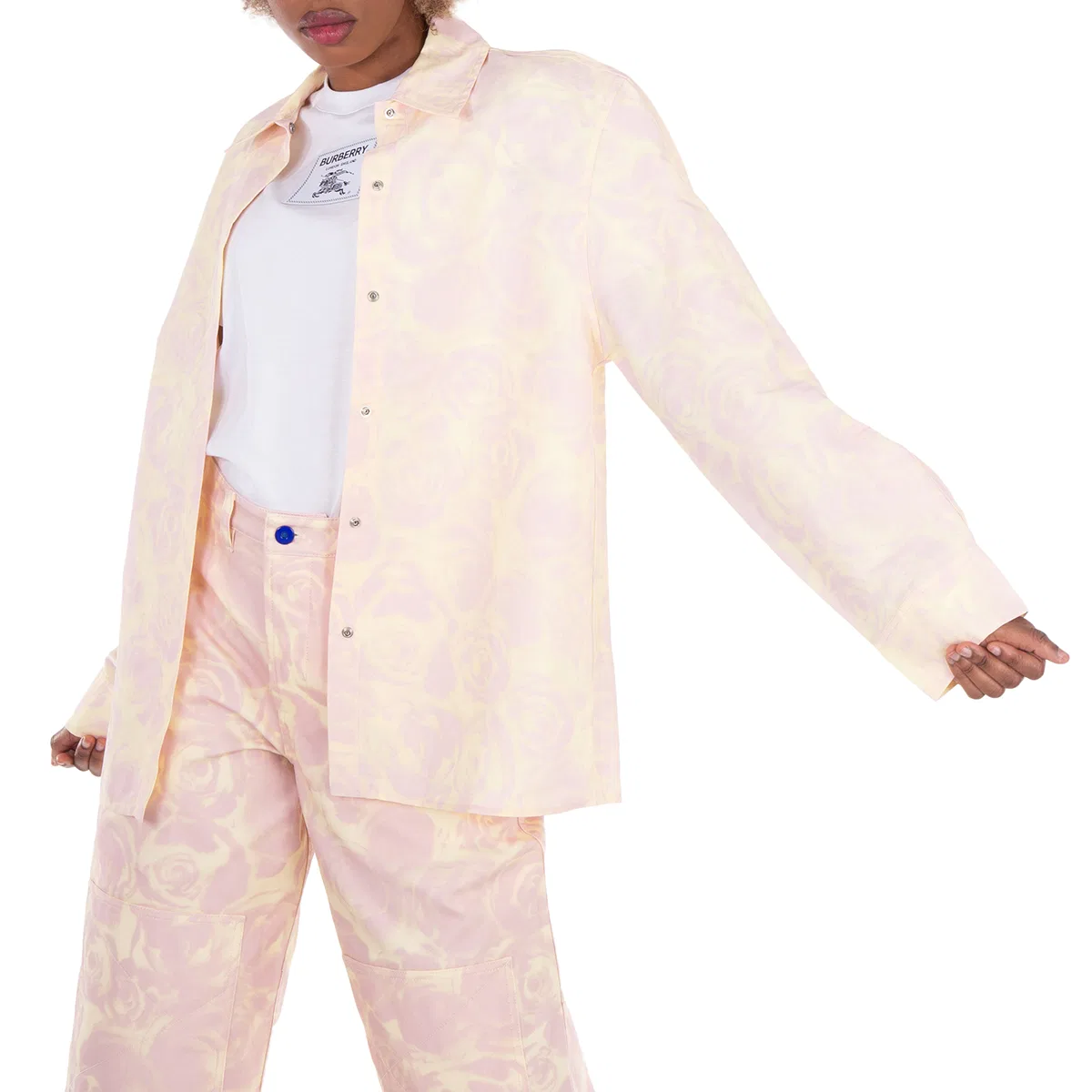 Рубашка из поплина с цветочным принтом Taffeta Shirt With Floral Print Burberry, Cameo Ip Pattern — фото 2