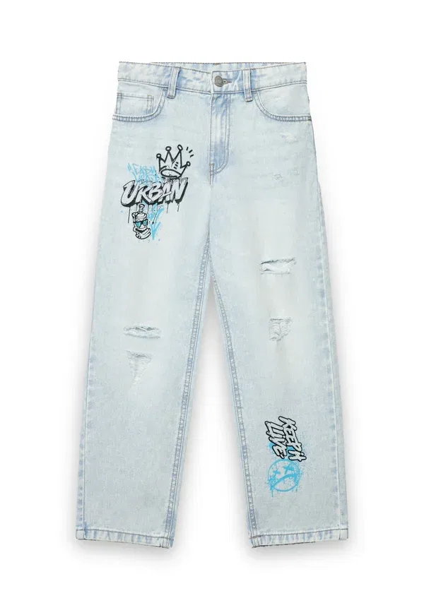 Брюки джинсовые Straight leg jeans, Terranova, blu denim chiaro, синий