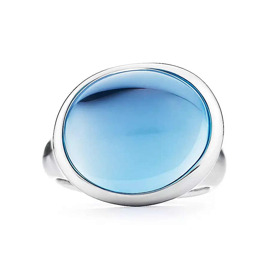 

Кольцо Tiffany & Co. x Elsa Peretti Cabochon, серебро/голубой топаз