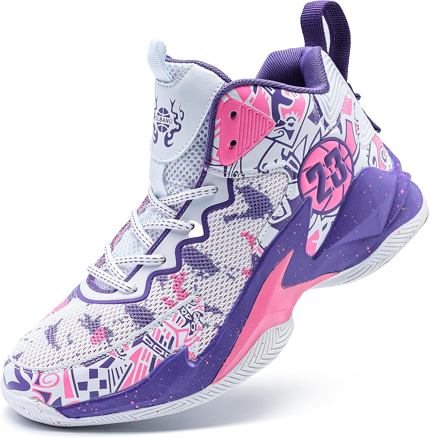 

Мужские баскетбольные кроссовки, дышащие, с противоскользящей подошвой, модные, с граффити, для тренировок и улицы Kniaiwx, розовый