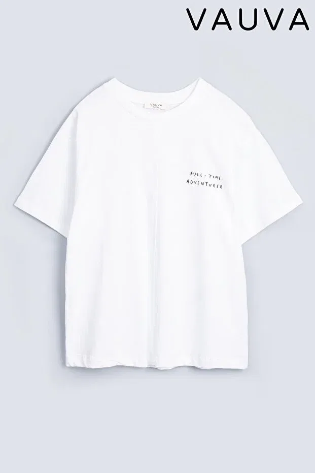 Детская футболка хлопковая с принтом Unisex comfortable fit cotton printed children's t-shirt Vauva, White
