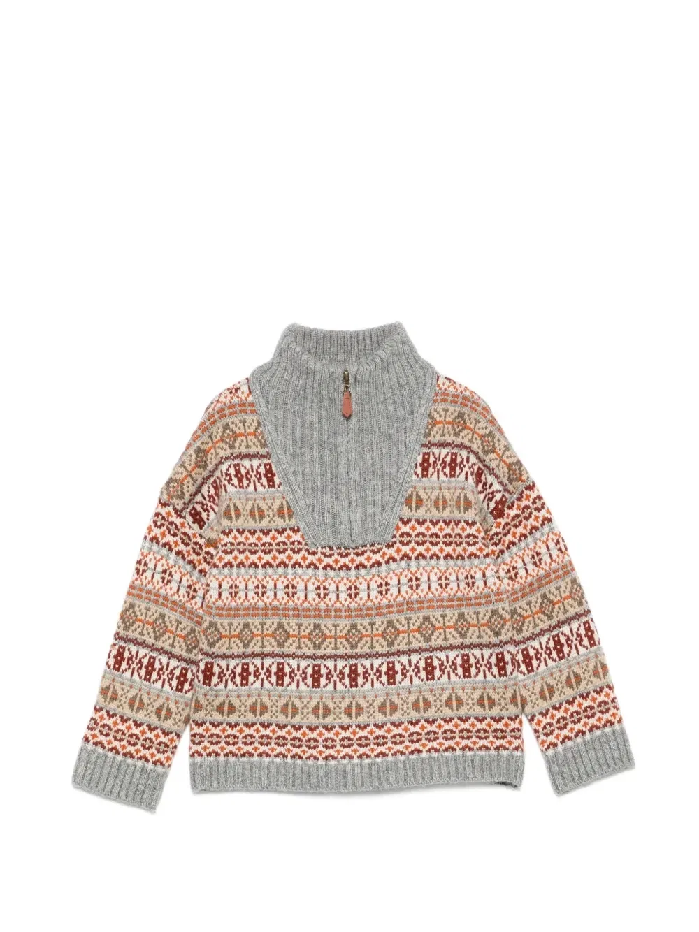 Свитер Leonard Fair Isle на молнии до середины груди Bonton, серый