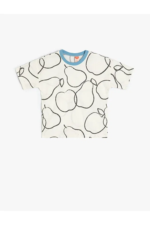 Детская футболка с коротким рукавом с принтом Koton, White Patterned