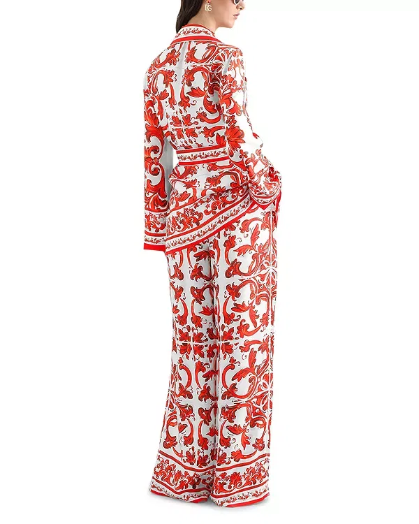Женские брюки с принтом Majolica print Dolce & Gabbana, мультиколор — фото 3