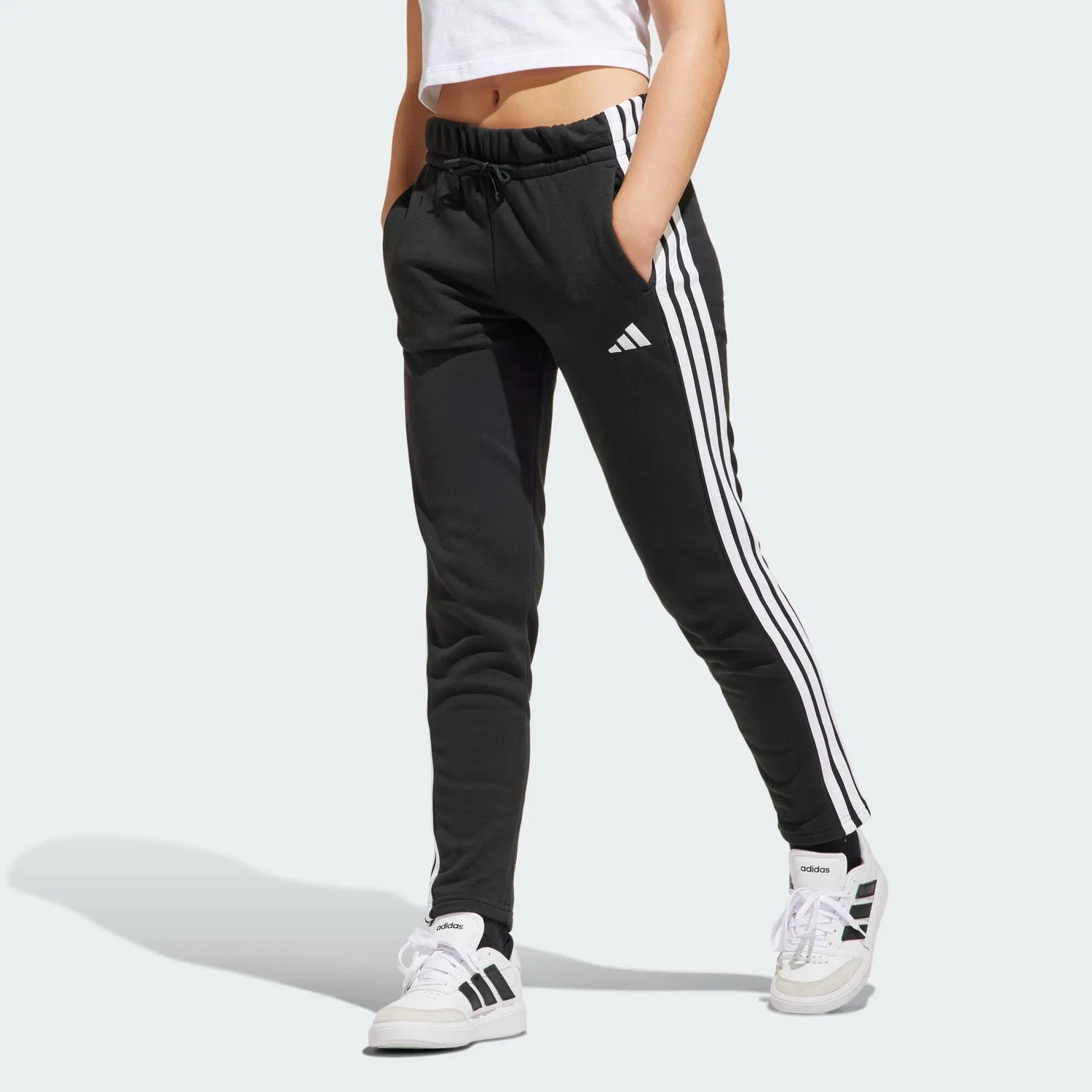 Детские штаны из футера Essentials Kids Adidas, Schwarz Weiss — фото 2