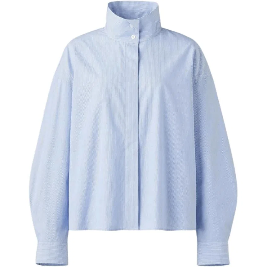 Женская рубашка с воротником-стойкой Pink Blue UNIQLO, 62 Pink Blue