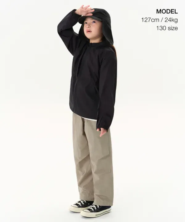 Парашютные штаны на резинке, нейлон, Musinsa Standard Kids, бежевый — фото 2