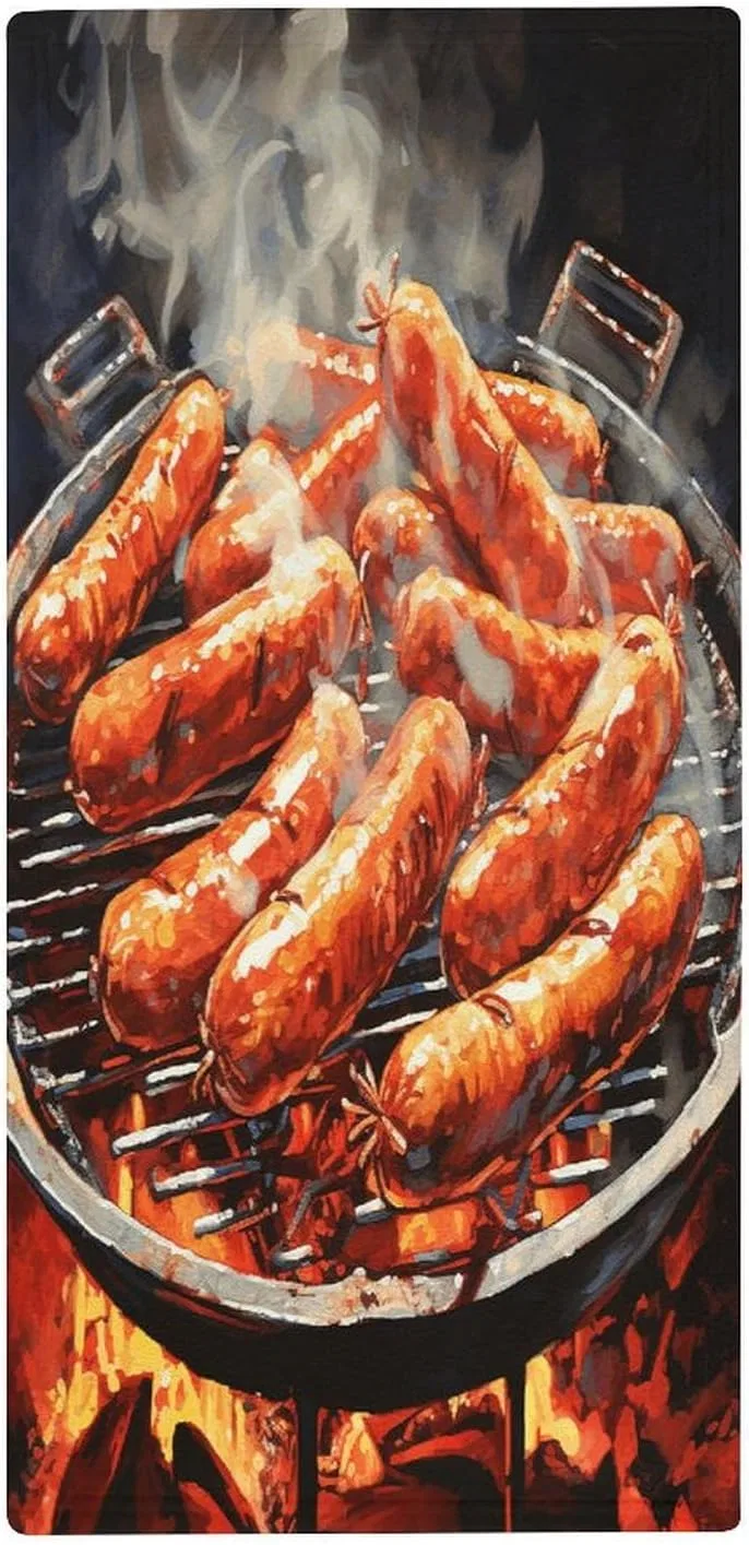 Махровая салфетка KLSVTMEA, 1 шт, 72.9x35.1 см, Wurst auf Feuer