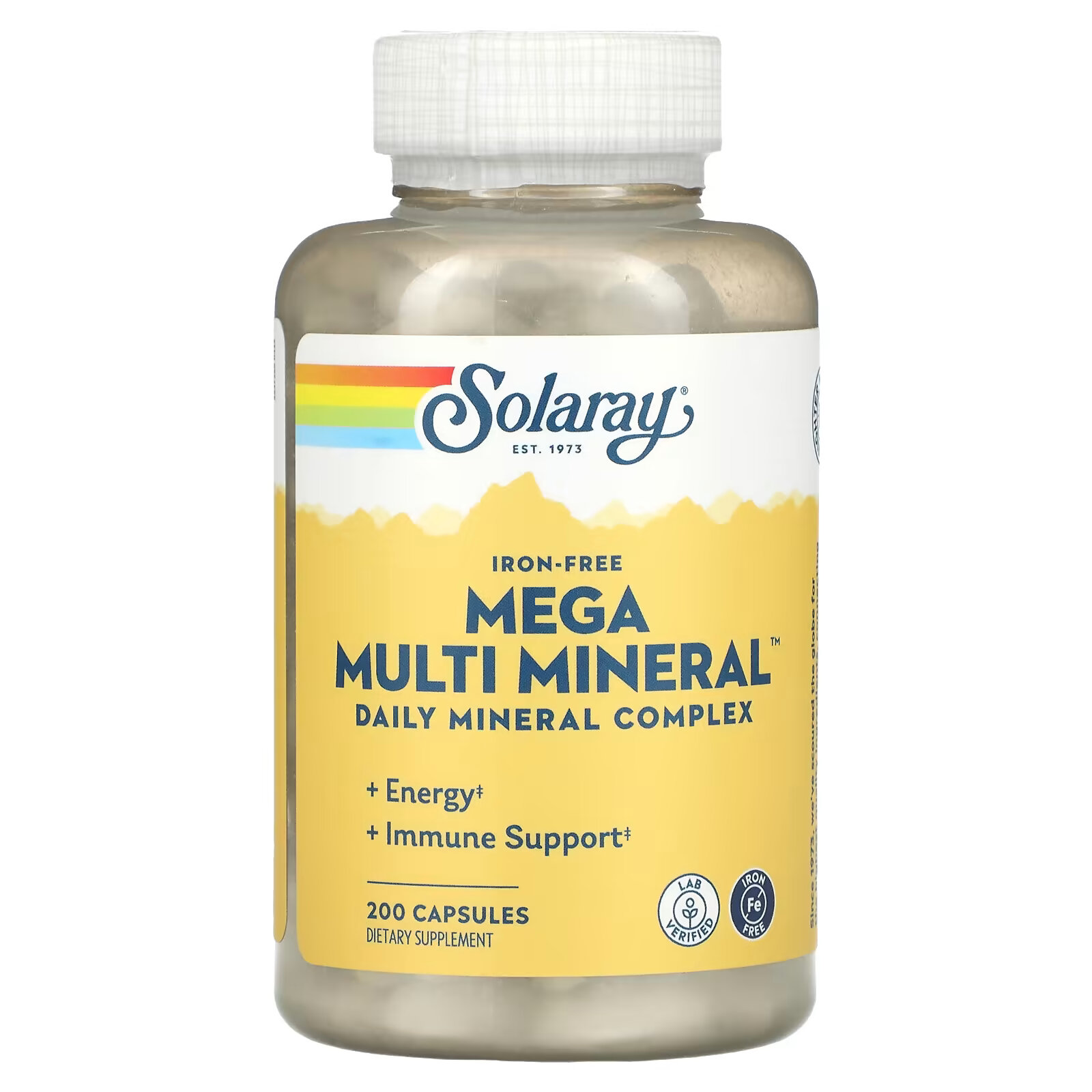 Solaray, Mega Multi Mineral, без железа, 200 капсул - фото