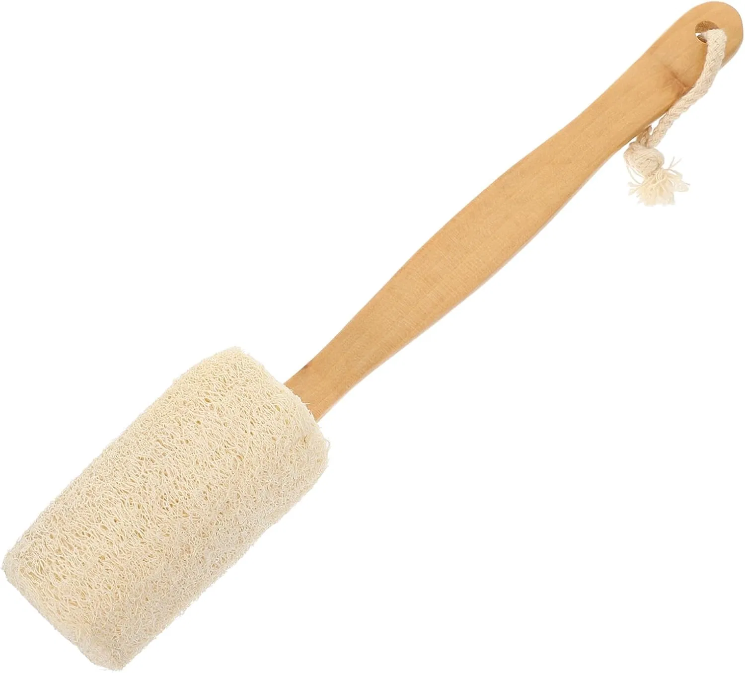 Щетка для тела с длинной ручкой из натуральной люфы, CATIEBYE, 40 см, Beige