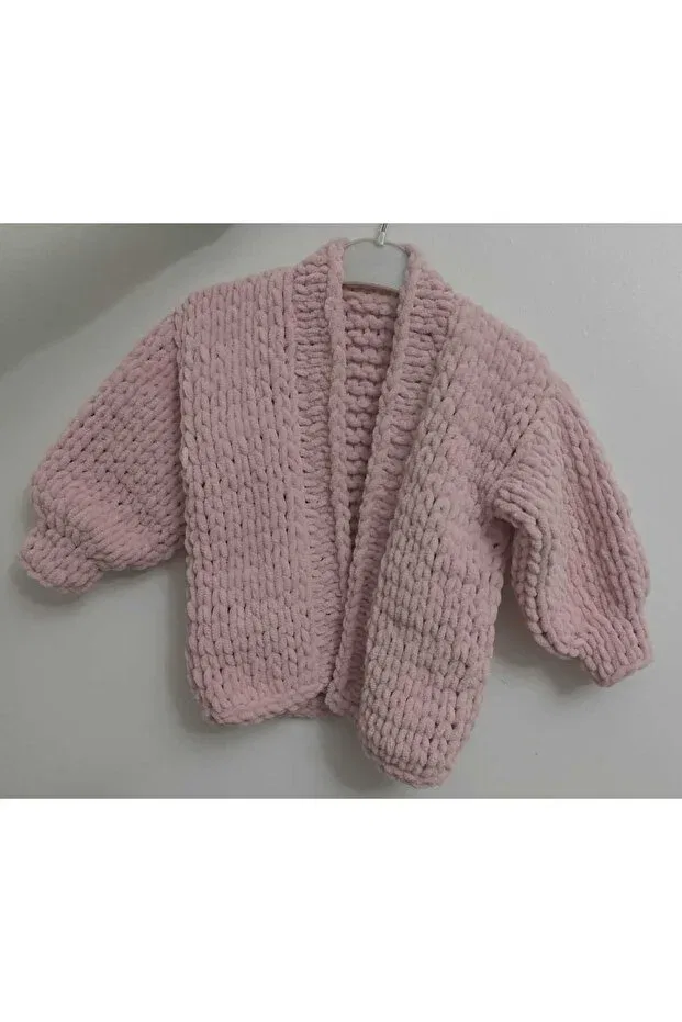 Детский кардиган для девочек с капюшоном Soft Puffy Fine Hand Knitted Baby Jacket Pufi Puf, Pink — фото 2