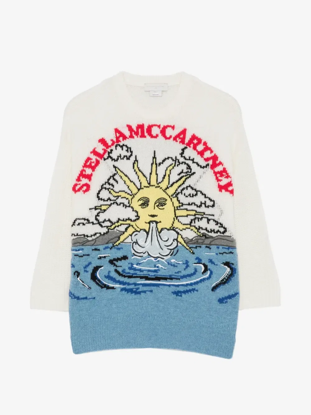 Джемпер с солнцем и логотипом интарсией Stella McCartney Kids, белый