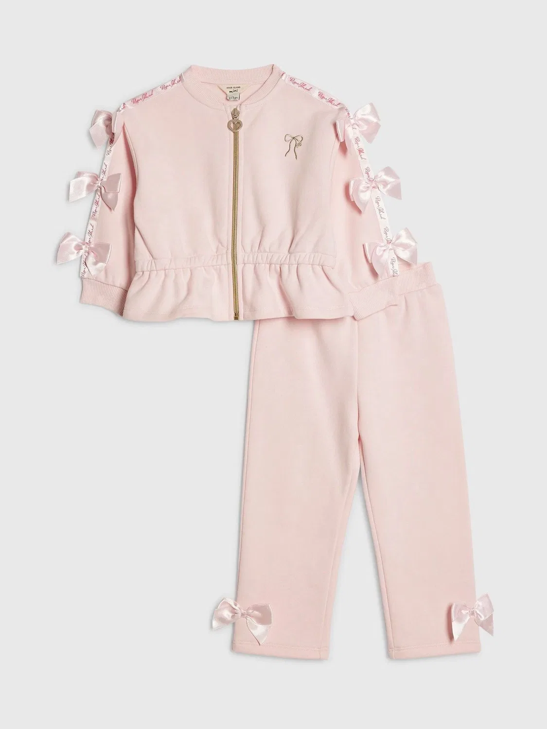 Сет из толстовки и джоггеров River Island с бантом, розовый