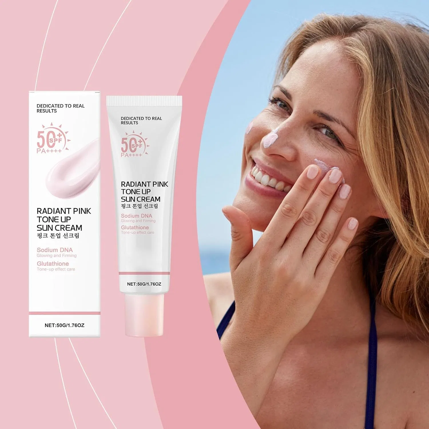 Солнцезащитный крем SPF 50+ PA++++, 50 г, Pink Tone Up Generisch — фото 4