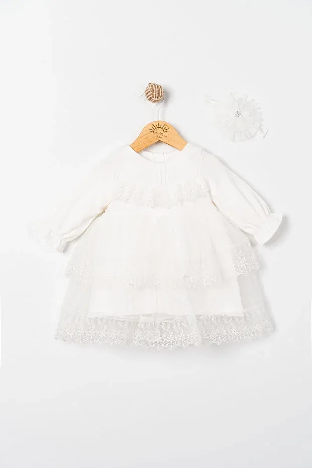 Детское платье для девочек с вышивкой Miniday Baby, Ecru — фото 3