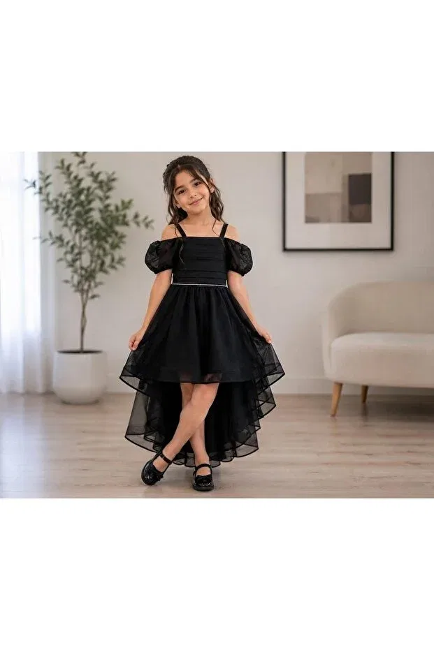 Детское платье для девочек с открытыми плечами Alya Butik, Black