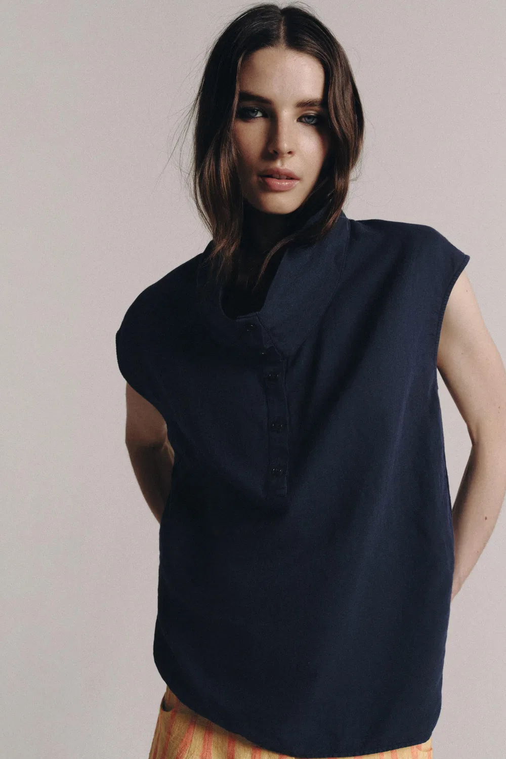 Рубашка из льняной смеси, коллекция ZW. ZARA, Navy blue — фото 2