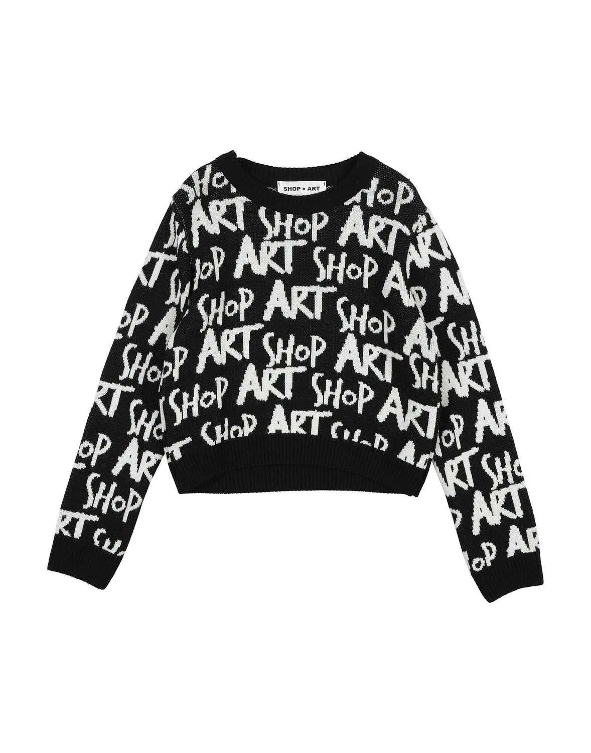 Детский свитер с жаккардовым узором с логотипом Shopart, черный