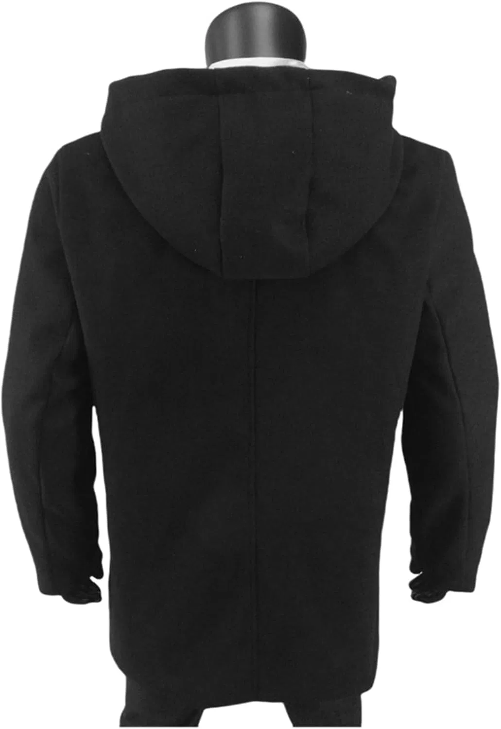 Мужское пальто из шерстяной смеси с капюшоном, Slim Fit, чёрный — фото 3