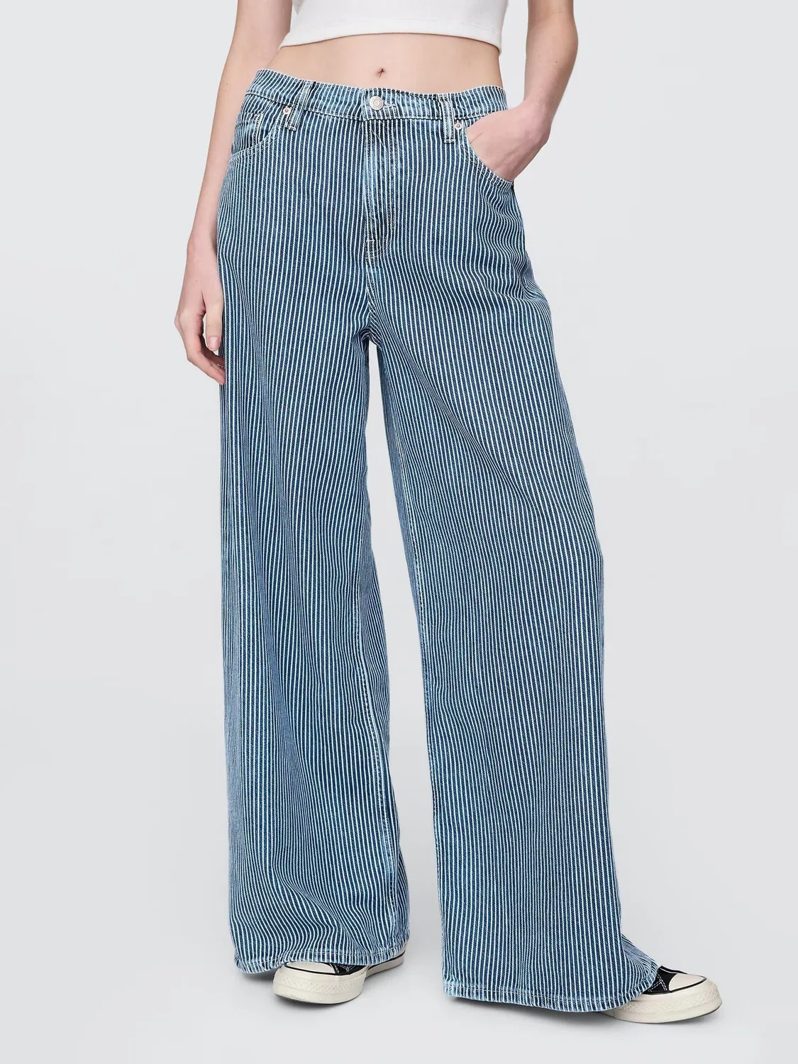 Джинсы свободные Gap Indigo Blue Stripe Baggy, Indigo Blue