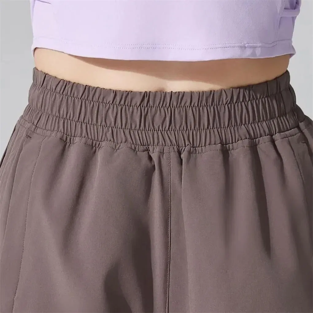 Женские спортивные шорты свободного кроя из полиэстера, Khaki — фото 3