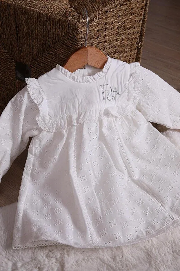 Детское платье для девочек с длинным рукавом Babydola, Ecru — фото 4